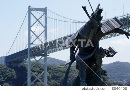 图库照片: 源义经 铜像 平氏