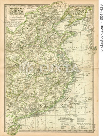 20世紀初的舊地圖“中國東部” 8044429