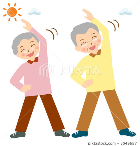 年長的高級體操運動員鍛煉健康 8049687