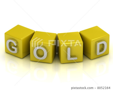 Gold text on a gold cubes 8052164