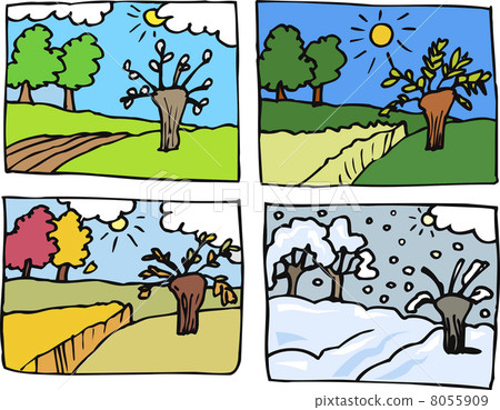 four seasons cartoon illustration four seasons cartoon illustration 8055909
