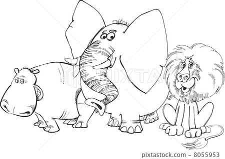 Stock Illustration: african animals for coloring book