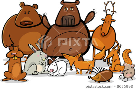 wild forest animals group cartoon illustration wild forest animals group cartoon illustration 8055998