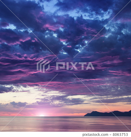 landscape with sea and mountains on sunrise landscape with sea and mountains on sunrise 8063753