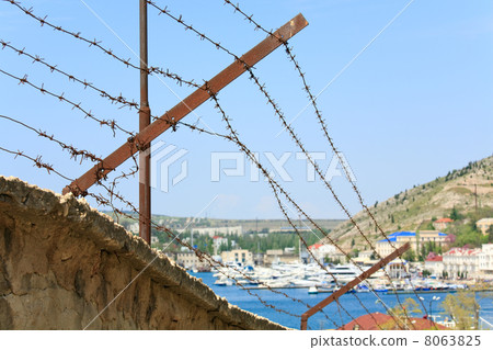 seafront with ships at pier (Balaclava Town, Crimea, Ukraine) 8063825