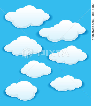 Set of white clouds in the blue sky 8064487