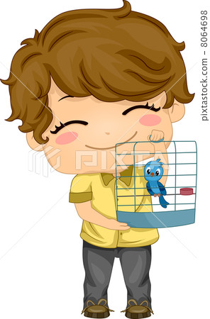 Little Boy with Pet Bird 8064698