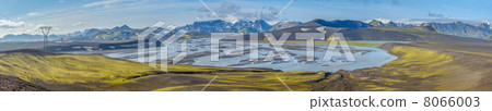 Panorama of Tungnaa river, Landmannalaugar, Iceland 8066003