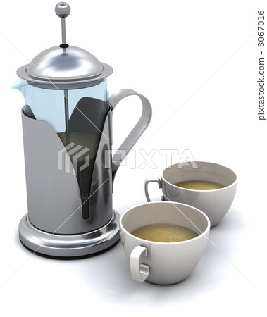 Coffee pot and cups of coffee - Stock Illustration [8067016] - PIXTA