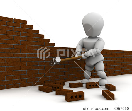 man demolishing a wall with a sledge hammer man demolishing a wall with a sledge hammer 8067060