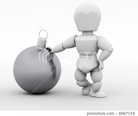 Man leaning on Christmas Bauble 8067159