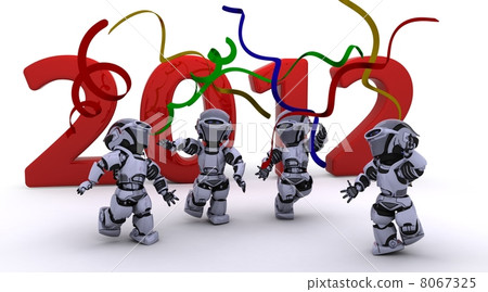 Robot Bringing the new year in 8067325