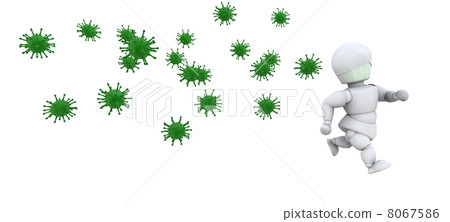 man in mask surrounded by bacteria man in mask surrounded by bacteria 8067586