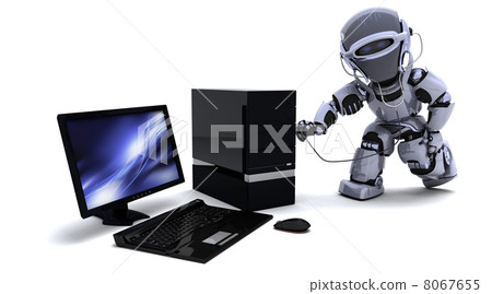robot with computer and stethoscope 8067655