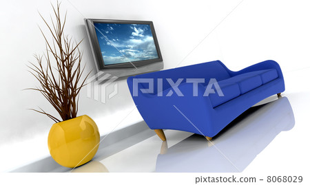 3d render of sofa and tv 8068029