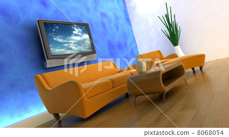 3d render of sofa and tv 8068054