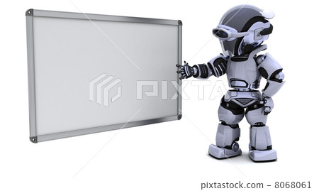 robot with blank white board 8068061