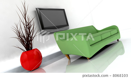3d render of sofa and tv 8068103