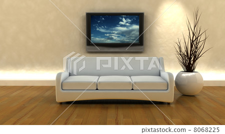 3d render of sofa and tv 8068225