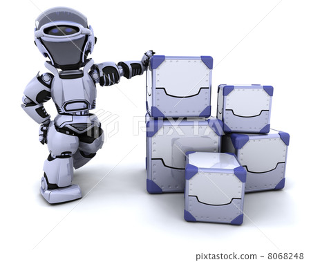 robot moving shipping boxes 8068248