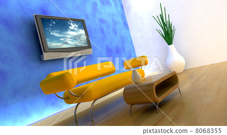 3d render of sofa and tv 8068355