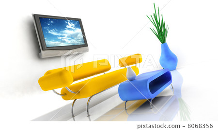 3d render of sofa and tv 8068356