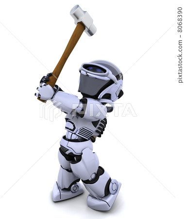 robot with a sledge hammer robot with a sledge hammer 8068390