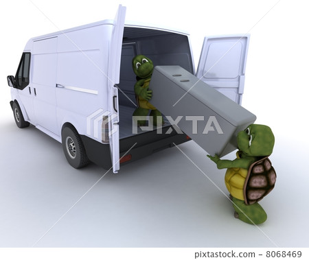 tortoises loading a refridgerator into a van tortoises loading a refridgerator into a van 8068469