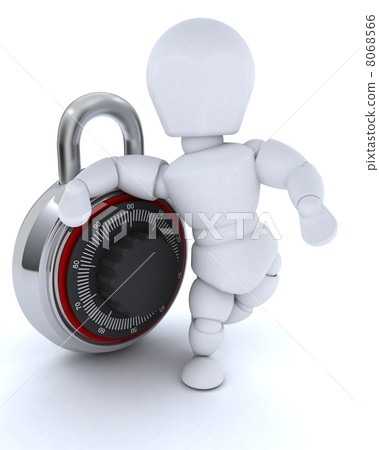 man with combination padlock 8068566