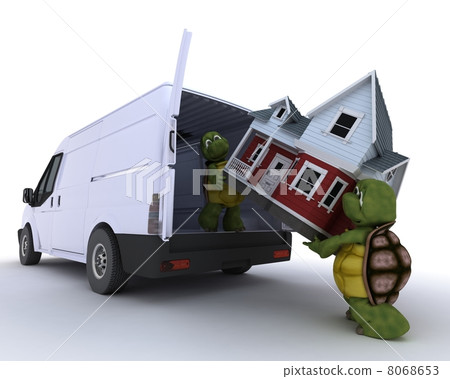 tortoises loading a house into a house into a van tortoises loading a house into a house into a van 8068653
