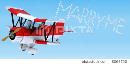 Man sky writing in a biplane 8068730