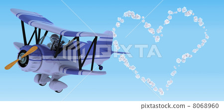robot flying a biplane sky writing 8068960