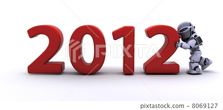 Robot Bringing the new year in 8069127