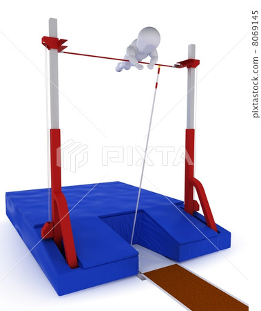 man competing in the pole vault 8069145