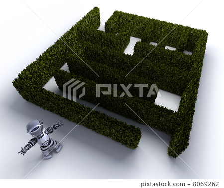 Robot at the start of a maze 8069262