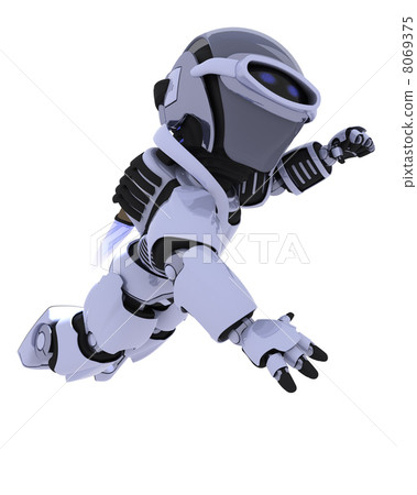 robot with jet pack flying 8069375