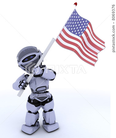 robot with american flag 8069376