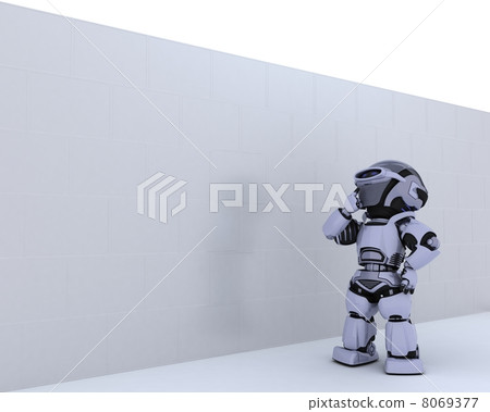 Robot with jigsaw puzzle business metaphor 8069377