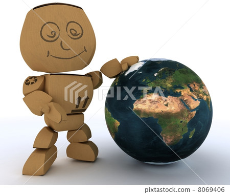 Cardboard Box figure with globe Cardboard Box figure with globe 8069406