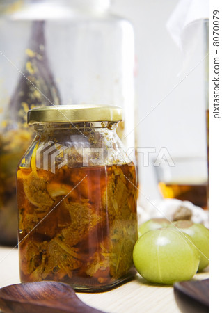 Jar filled with jack fruit pickle 8070079