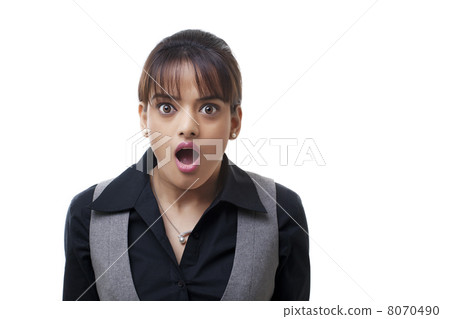 Portrait of surprised young businesswoman over white background Portrait of surprised young businesswoman over white background 8070490