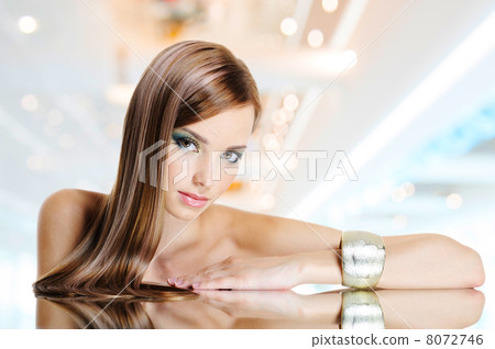 Portrait of beautiful woman with long straight hairs Portrait of beautiful woman with long straight hairs 8072746