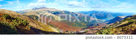 Autumn misty morning mountain panorama 8073311