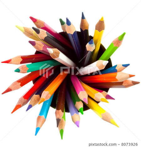 different colored pencils with white background 8073926