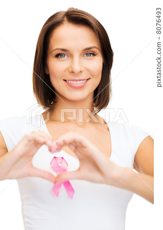 woman with pink cancer ribbon 8076493