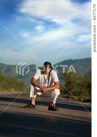 Man in the middle of a road Man in the middle of a road 8077170