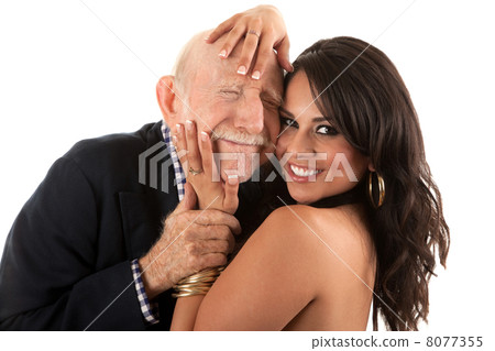 Rich elderly man with gold-digger companion or wife Rich elderly man with gold-digger companion or wife 8077355