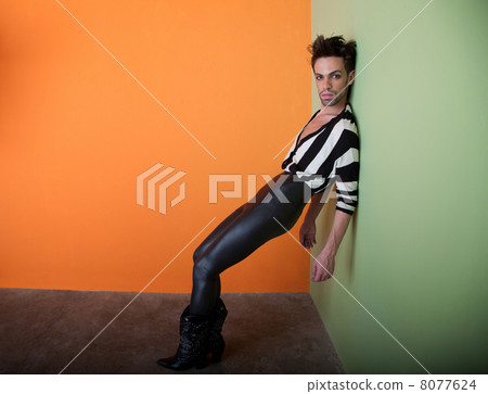 Sexy gay man wears black and white 8077624