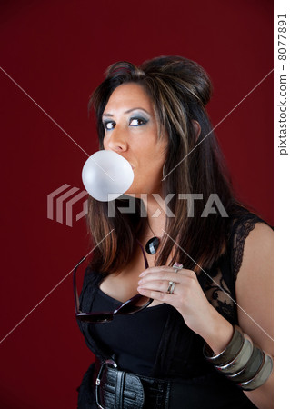 New Jersey housewife blowing a bubble 8077891
