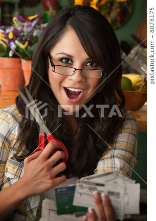 Beautiful Latina Woman with Coupons Beautiful Latina Woman with Coupons 8078175